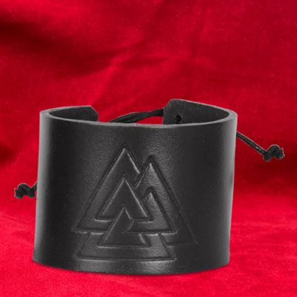 Svart lderarmband Valknut i gruppen  Accessoarer  / Armband och skydd hos Handfaste (1130r)