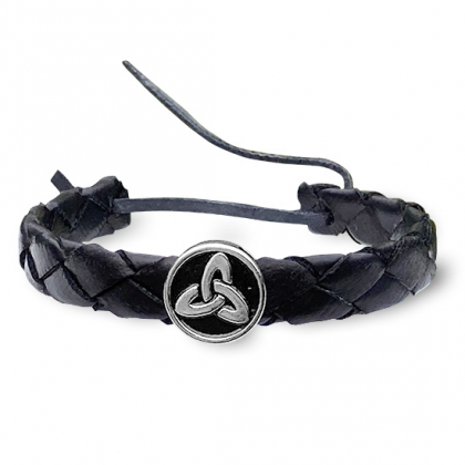 Lderarmband  Triquetra  svart i gruppen  Accessoarer  / Smyckesarmband hos Handfaste (4326)