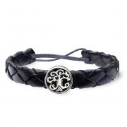  Svart lderarmband  yggdrasil