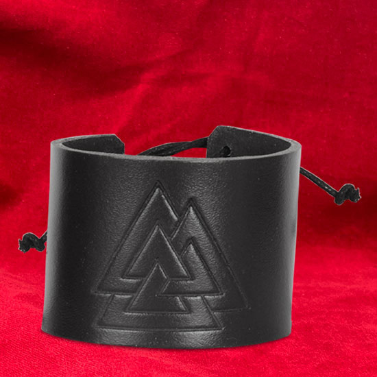 Black leather wristband Odens knot