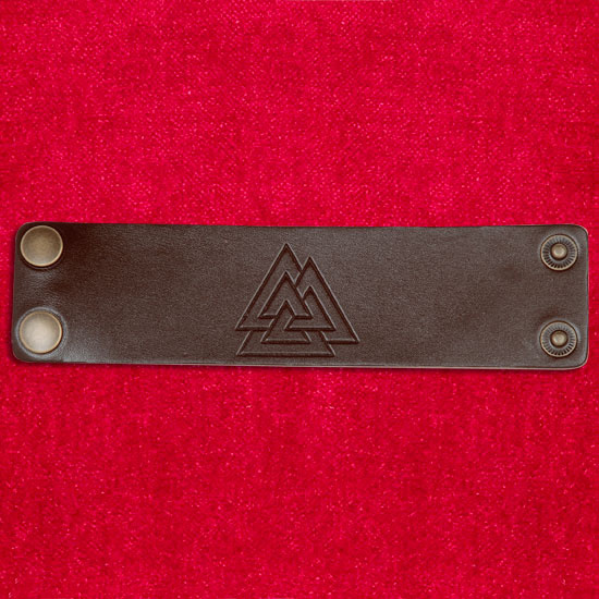 Brown leather wristband  Odens knot