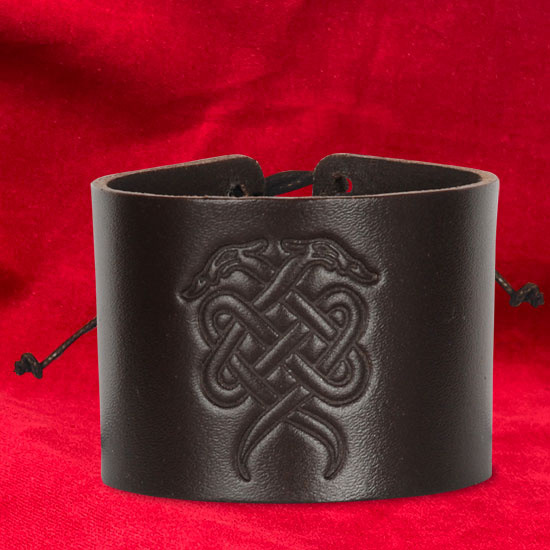 Brown leather wristband serpents