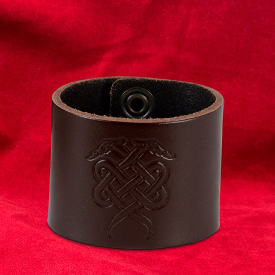 Brown leather wristband Serpents