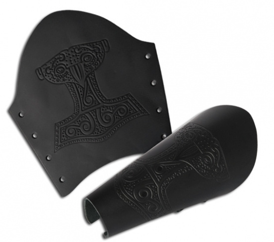 Svart l�derarmskydd 20 cm