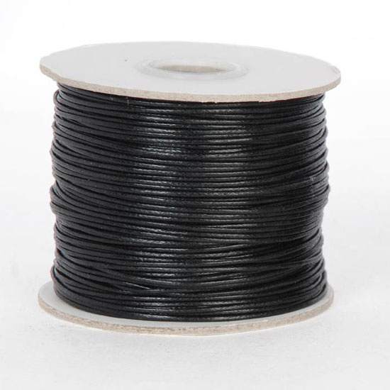 Waxed cotton cord 2 mm.  Black