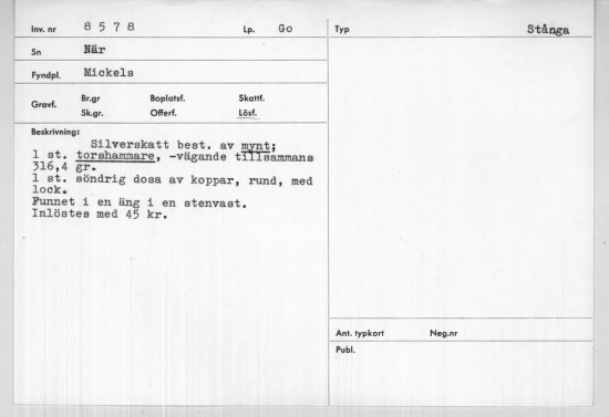 Thors hammer Gotland  2.8 cm