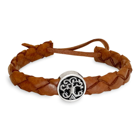  Brunt l�derarmband  Yggdrasil
