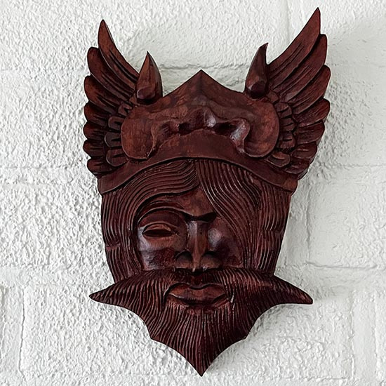 Wood carving Oden god of war  Small