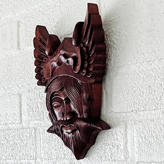Wood carving Oden god of war  Small